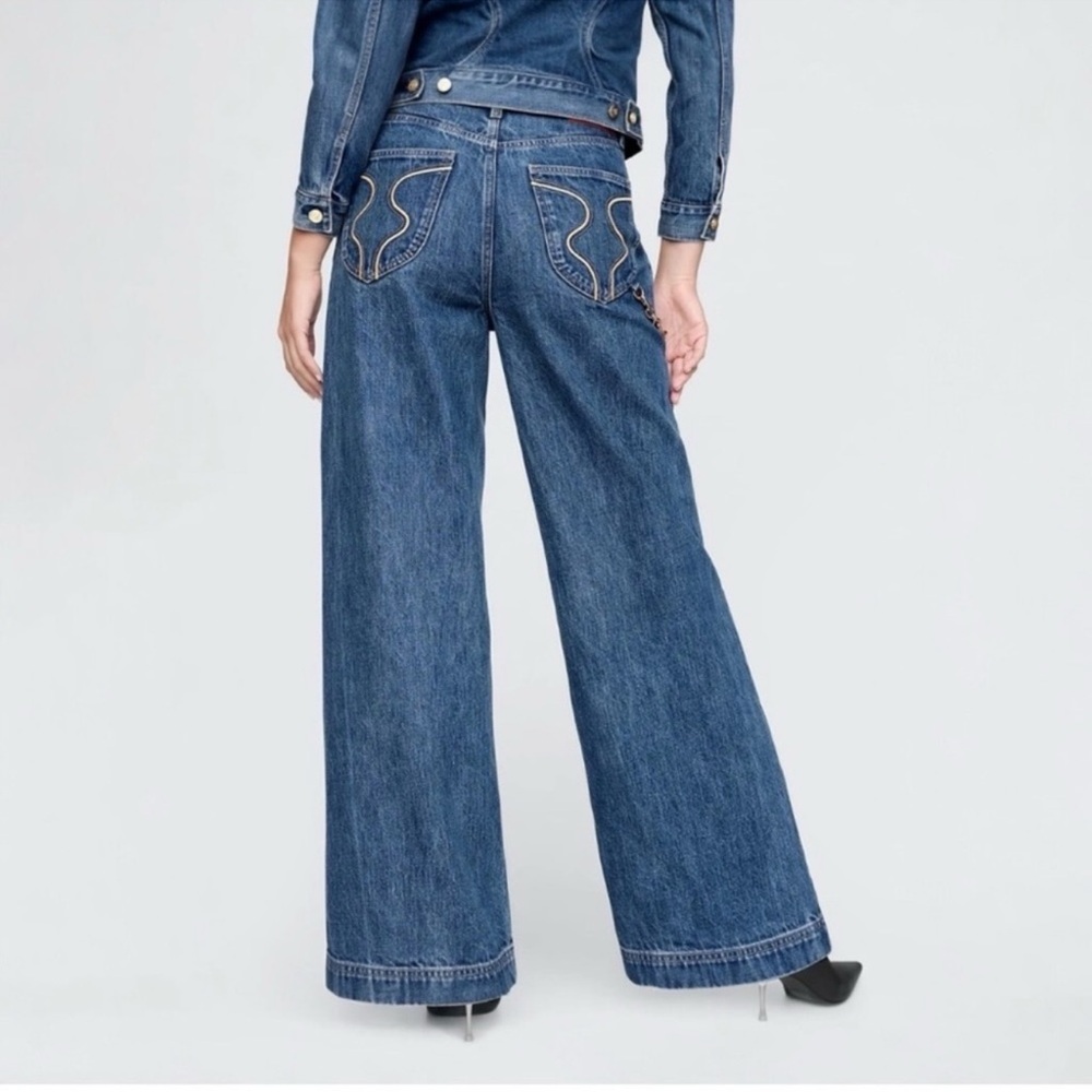 cult gaia Wide-Leg High-Rise Jeans in Denim Blue
